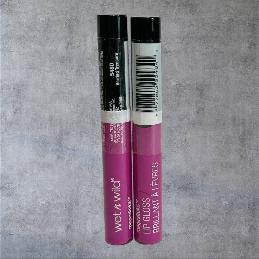 Wet n‎ Wild MegaSlicks Lip Gloss 544 Sinless Lot 2 Berried Treasure Pink NEW